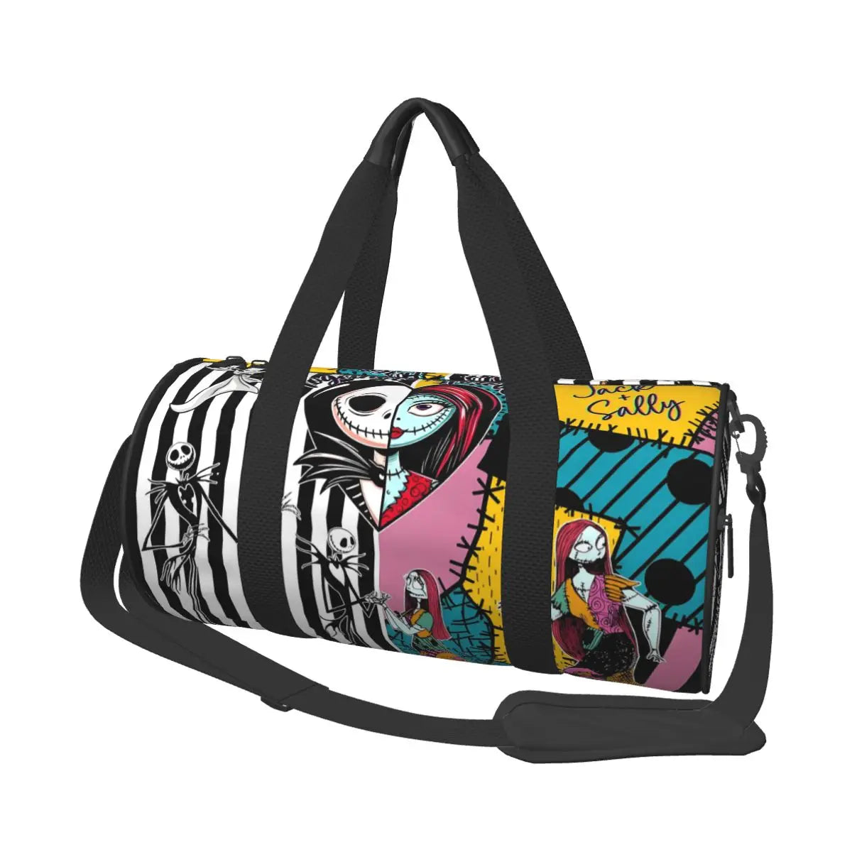 Sac fourre-tout de plage personnalisé Jack Skellington pour femmes, squelette vivant, grand compartiment, sacs de voyage pour salle de sport et plage