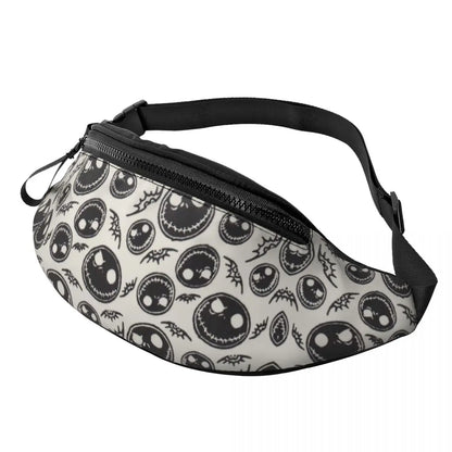 Sac Banane Personnalisé L'Étrange Noël de Monsieur Jack, Sacoche à Bandoulière pour Voyage, Randonnée, Téléphone, Poudres d'Argent