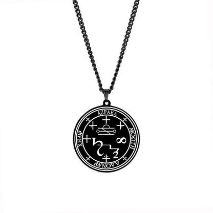 Arcange MICHAEL GABRIEL RAPHAEL URIEL SAMAEL sceau amulette Talisman Sigil d'angélique en acier inoxydable noir pendentif collier