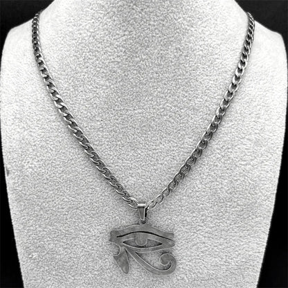Oeil de Ra Horus yeux égyptiens pendentif colliers pour hommes en acier inoxydable amulette symbole Hip Hop pistolet noir chaîne collier bijoux