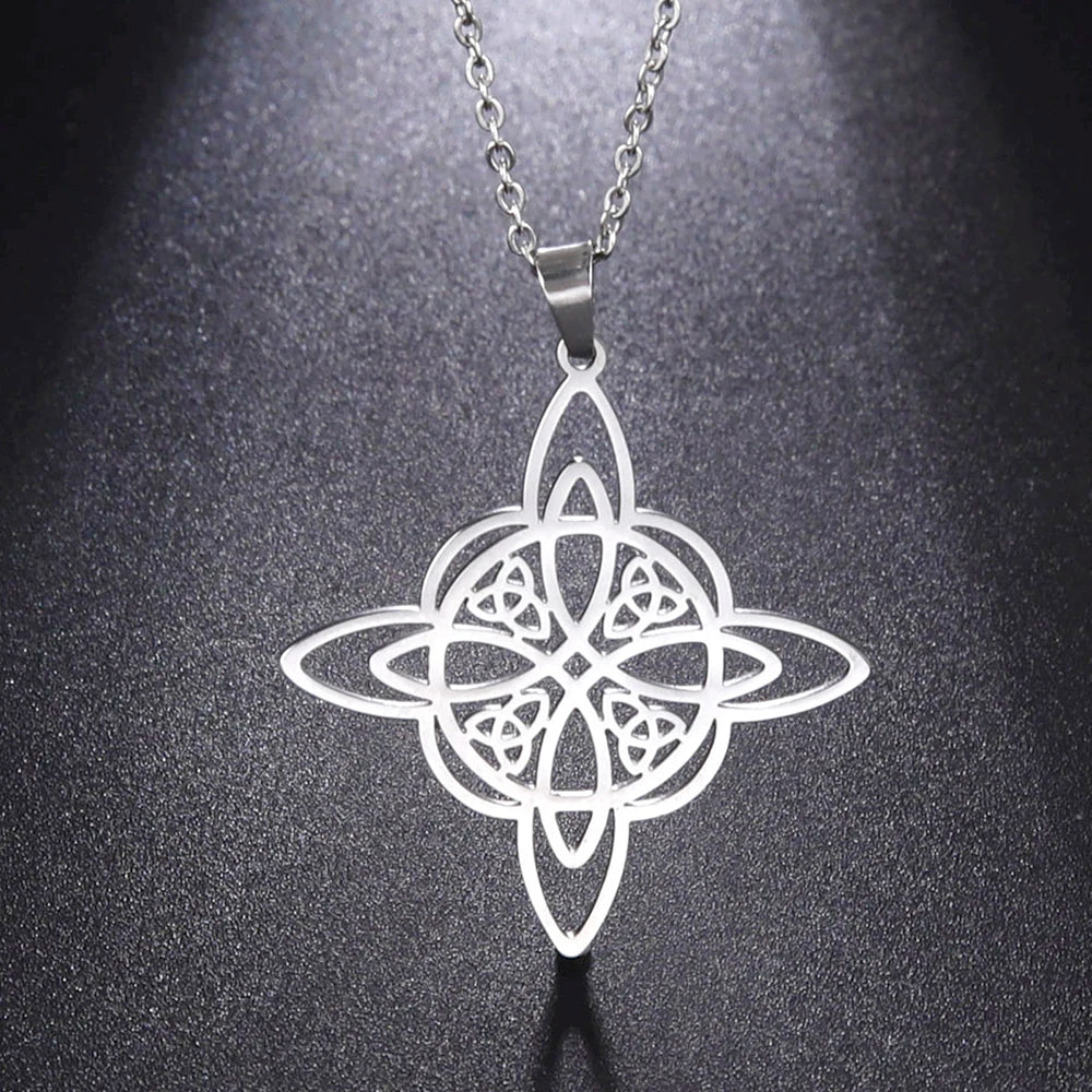 Dawapara-Collier à Nministériels d de Sorcière en Acier Inoxydable pour Femme, Amulette de Protection, Bijoux Wiccan