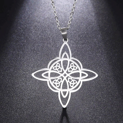 Dawapara-Collier à Nministériels d de Sorcière en Acier Inoxydable pour Femme, Amulette de Protection, Bijoux Wiccan