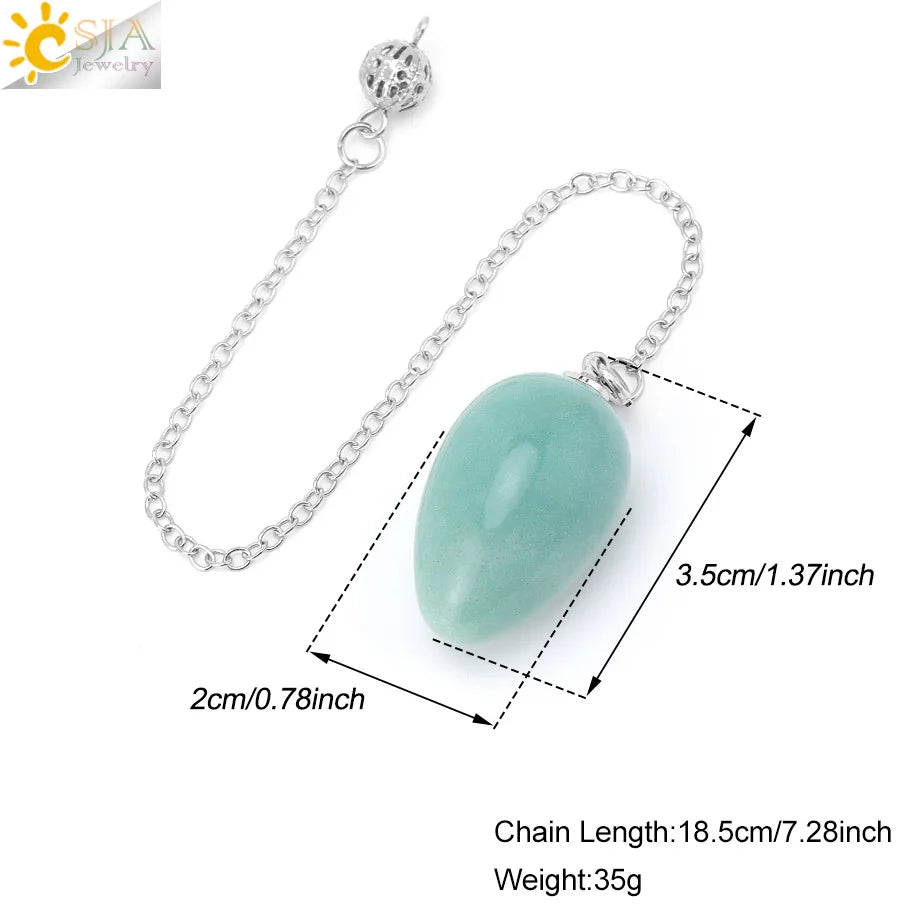 CSJA péndules en cristal pour radiesthésie Divination pierre naturelle pendentif en forme d'oeuf ésoteries radesthésie pendule Pendulo S973