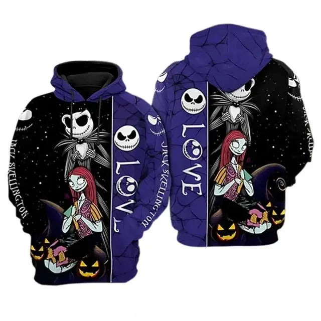 Le cauchemar avant noël Jack Skellington 3d sweat à capuche hommes mode sweats Disney Halloween Harajuku sweat à capuche décontracté