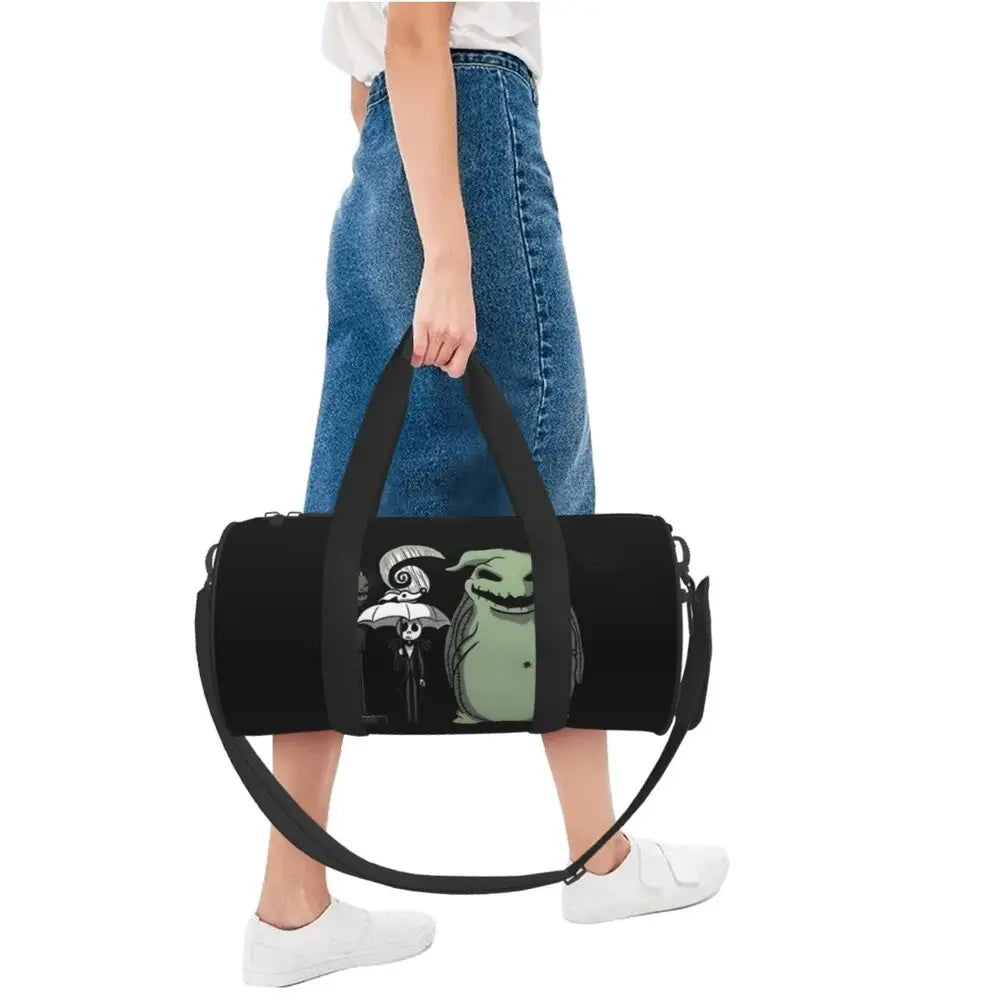 Sac fourre-tout de plage personnalisé Jack Skellington pour femmes, squelette vivant, grand compartiment, sacs de voyage pour salle de sport et plage