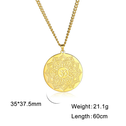 EUEAVAN Yoga Lotus Ohm symbole pendentif collier hindou bouddhiste chaîne en acier inoxydable méditation spirituelle religieux bijoux cadeaux