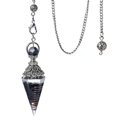 Pendentif pendule esprit pierre naturelle, chaîne en treillis, énergie porte-bonheur, résine Reiki mystérieuse pour la fabrication de bijoux, accessoires colliers