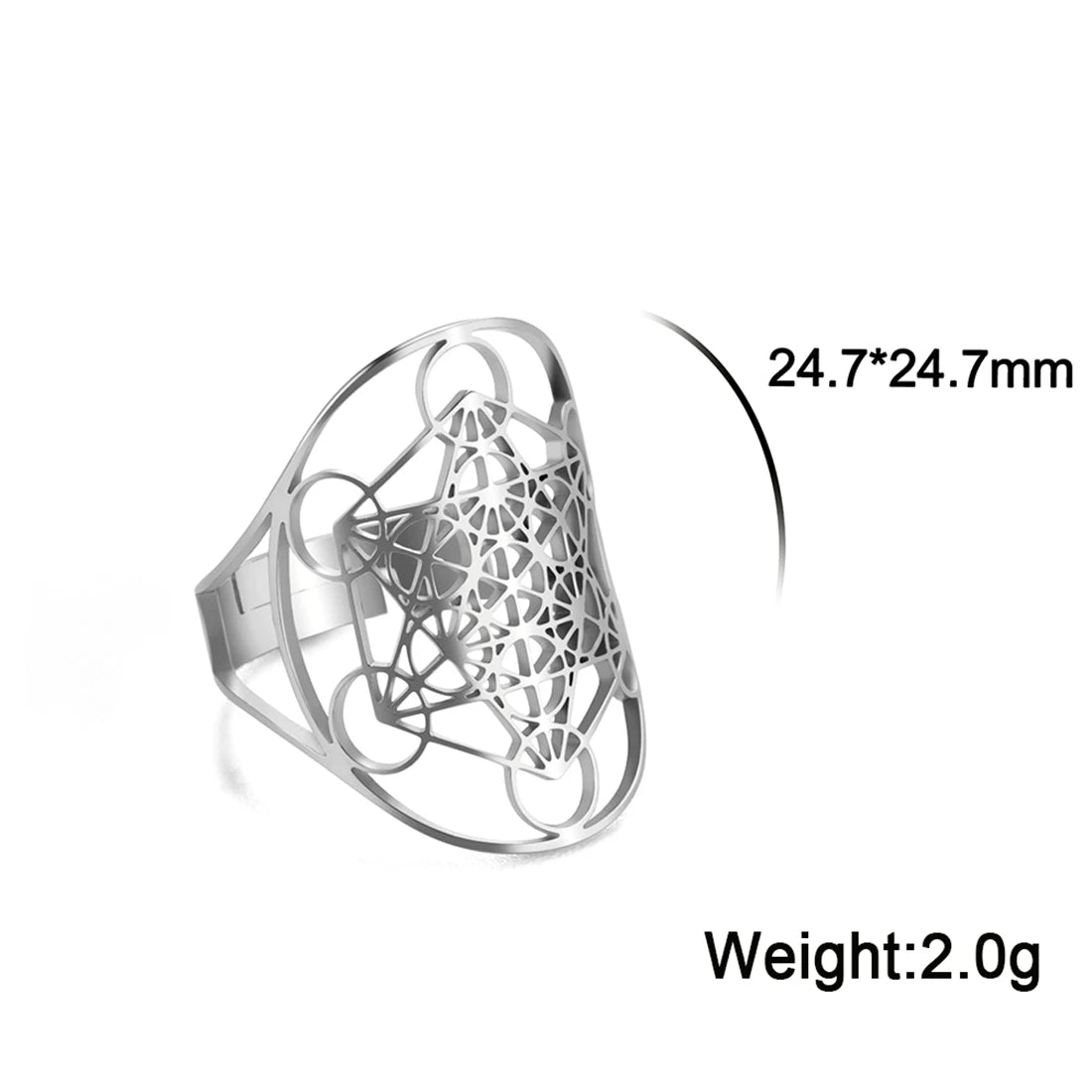 EUEAVAN – bague fleur de vie en acier inoxydable, géométrie sacrée archange Metatron, amulette réglable, bijoux cadeau, vente en gros