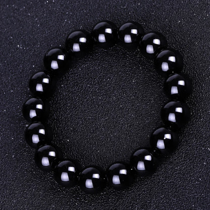 Bracelets bouddhistes tibétains en obsidienne noire pour hommes et femmes, amulette de bénédiction de prière, porte-bonheur, bijoux de médition, 4/6/8/10/12/14/16/18mm