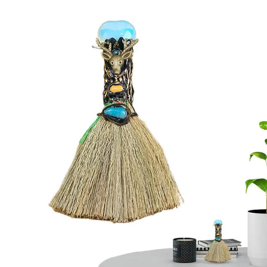 Ornement de balai de sorcière en cristal en forme de coeur, balai d'autel, artisanat de pierres précieuses, décoration de la maison