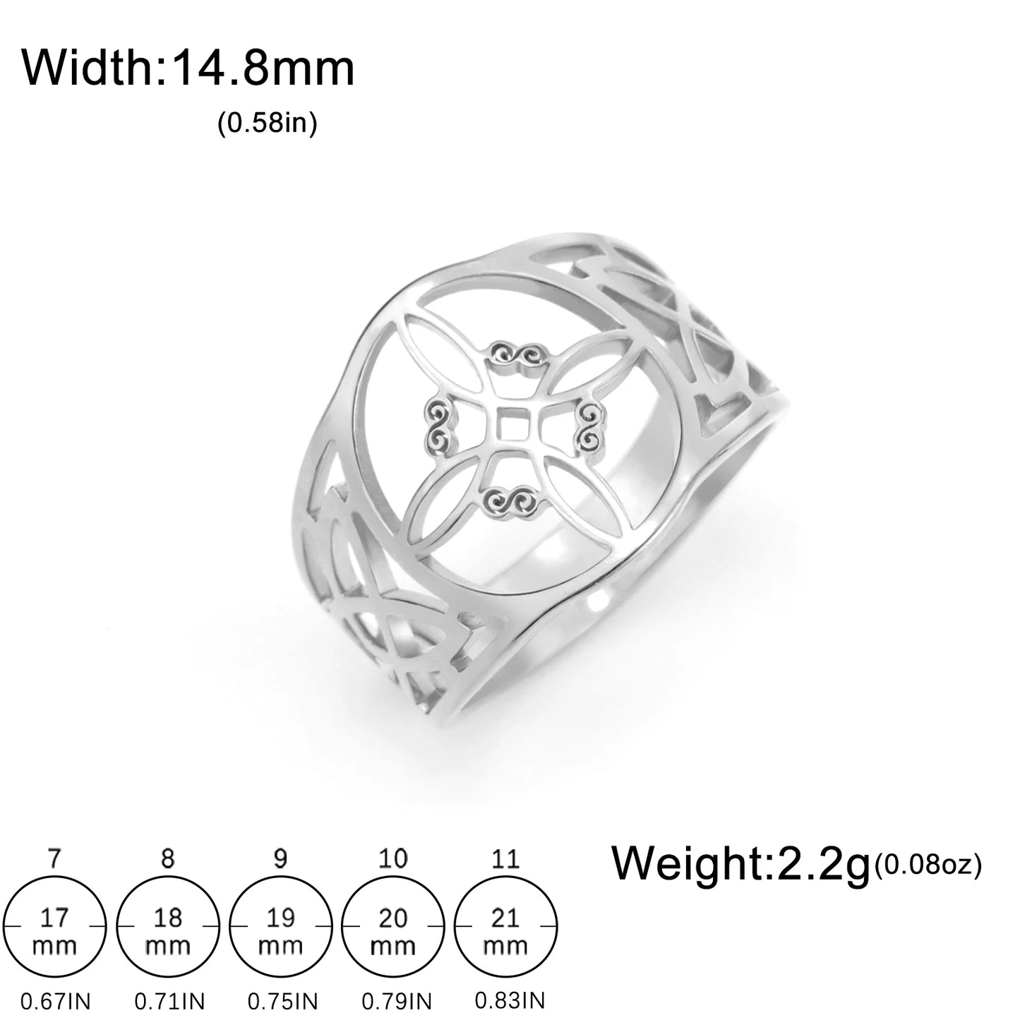 LIKGREAT bague noeud de sorcière pour femmes hommes creux en acier inoxydable bagues celtique Vintage amulette Protection Couple bijoux cadeaux