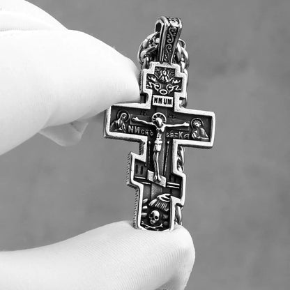 Collier Vintage croix de jésus pour hommes, pendentif amulette chrétienne de foi en acier inoxydable, bijoux religieux pour hommes, cadeau, vente en gros