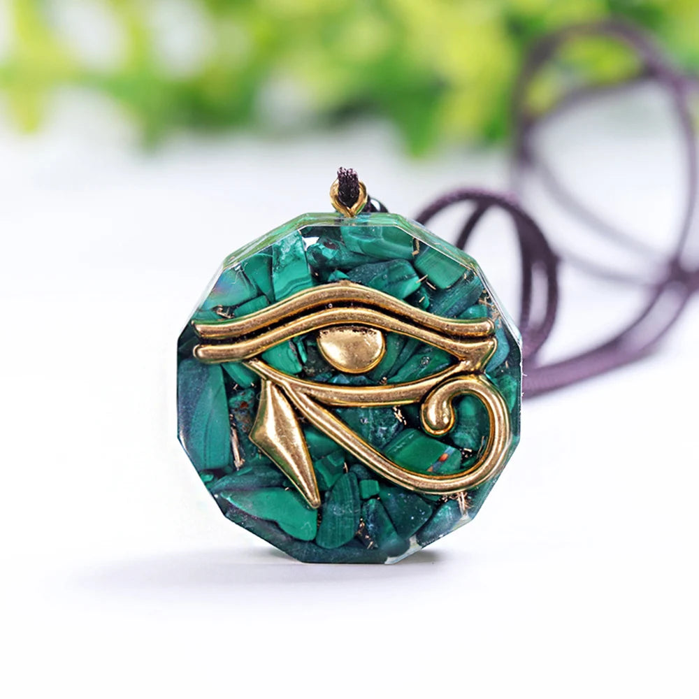 Oeil de Ra Horus Orgonite pendentif obsidienne Reiki Quartz Reiki cristal de guérison collier d'énergie réglable égyptien ancien