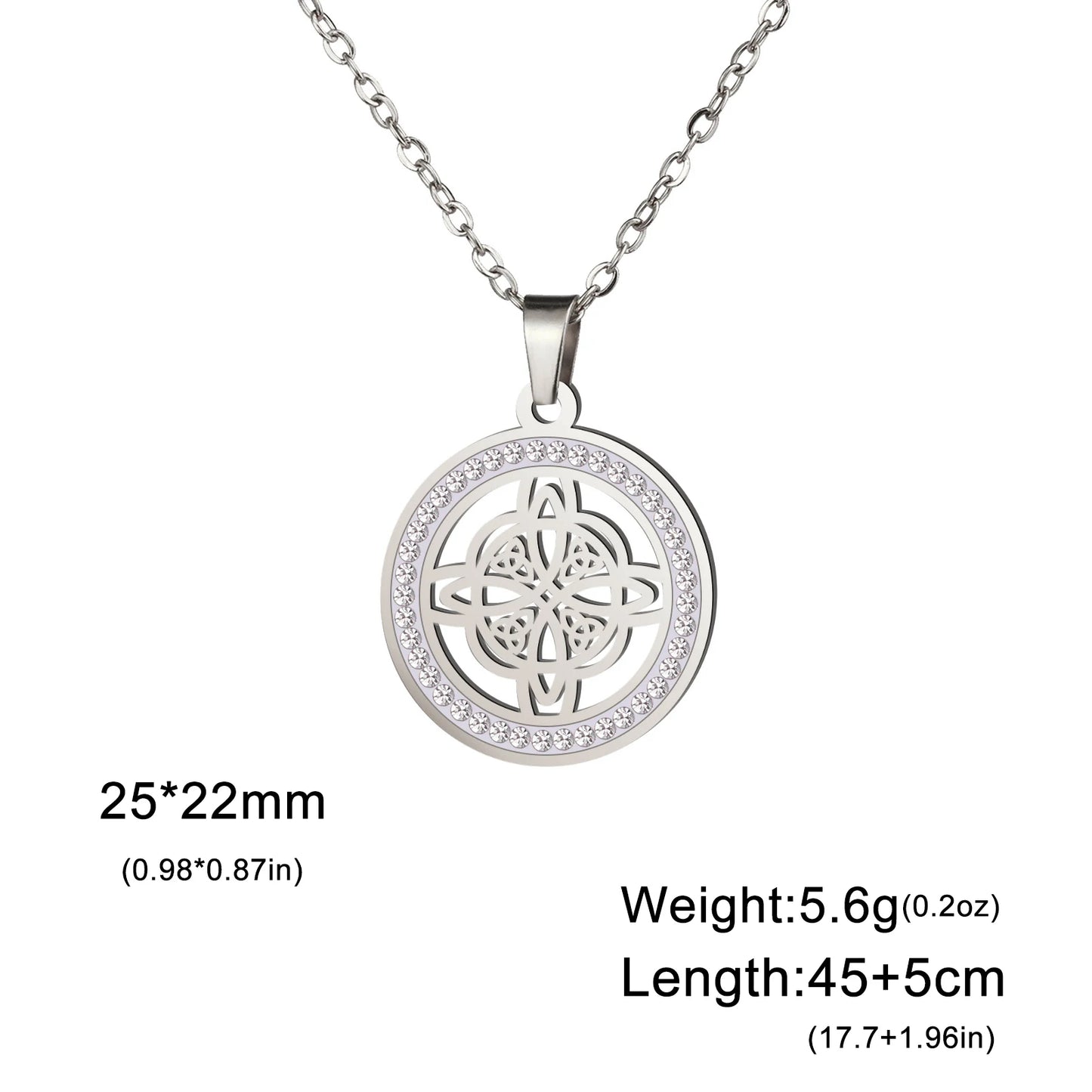 Skyrim Collier Nministériels d Sorcière en Acier Inoxydable, Pendentif Rond, Amulette Wicca, Bijoux Cadeau d'Anniversaire