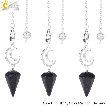 Pendule en cristal spirituel pour Divination, ésotérisme, lune de guérison, pendentif cône en pierre naturelle, Quartz rose, radiesthésie S9