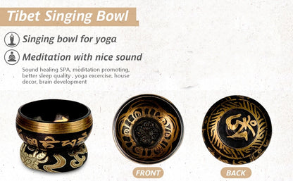 Ensemble de bols chantants tibétains, cadeau unique, comparateur pour la méditation, le yoga, la relaxation, la prière de guérison des chakras et l'esprit