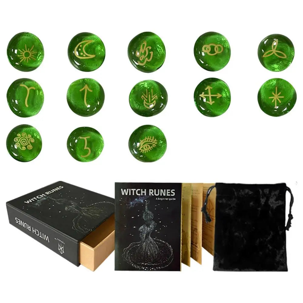 Rune Coal Set avec Runes Plepour débutants, verre, sorcières, velours, proximité, sac à cordes pour la guérison