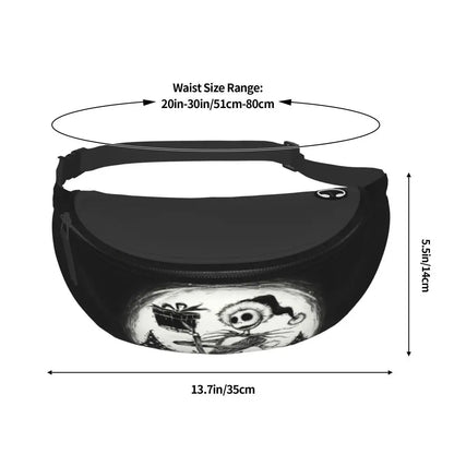Sac Banane Personnalisé L'Étrange Noël de Monsieur Jack, Sacoche à Bandoulière pour Voyage, Randonnée, Téléphone, Poudres d'Argent