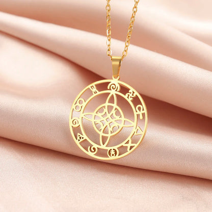 Dawapara-Collier à Nministériels d de Sorcière en Acier Inoxydable pour Femme, Amulette de Protection, Bijoux Wiccan