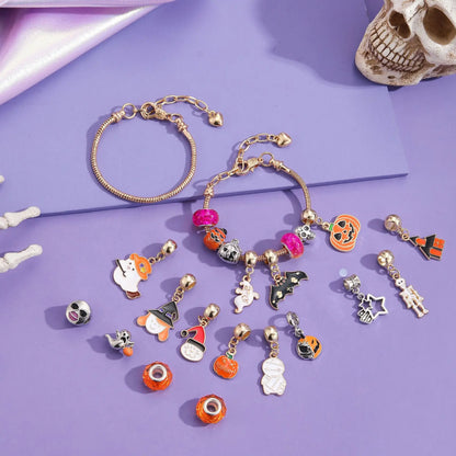 Calendrier de l'avent d'halloween 24 jours, coffret cadeau crâne citrouille, breloques à assembler soi-même, Bracelet de perles, calendrier Surprise de compte à rebours d'halloween, cadeau