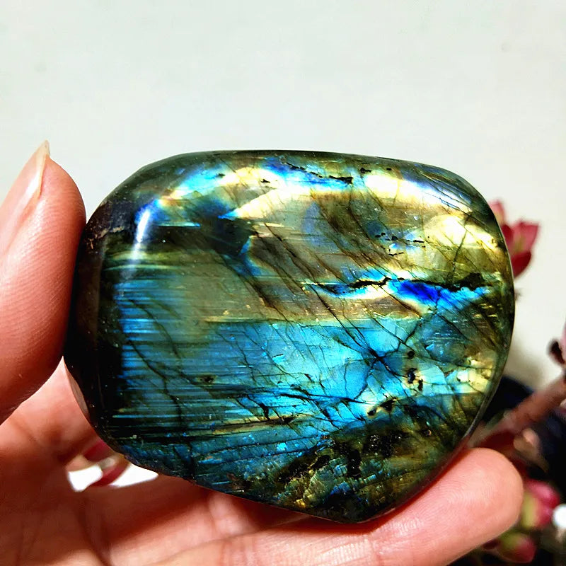 Pierre naturelle bleu jaune Labradorite cristal forme libre méditation sorcellerie Reiki guérison coeur Feng Shui cristal décor de chambre