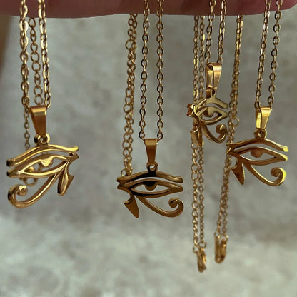 Collier en acier inoxydable avec symbole de l'egypte ancienne, Vintage, pharaon égyptien, pendentif œil d'horus, bijoux à la mode pour femmes