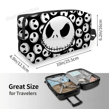 Sac à cosmétiques le cauchemar avant noël pour filles, pochette de maquillage Jack Skellington, organisateurs portables, étui de maquillage, cadeau pour femmes