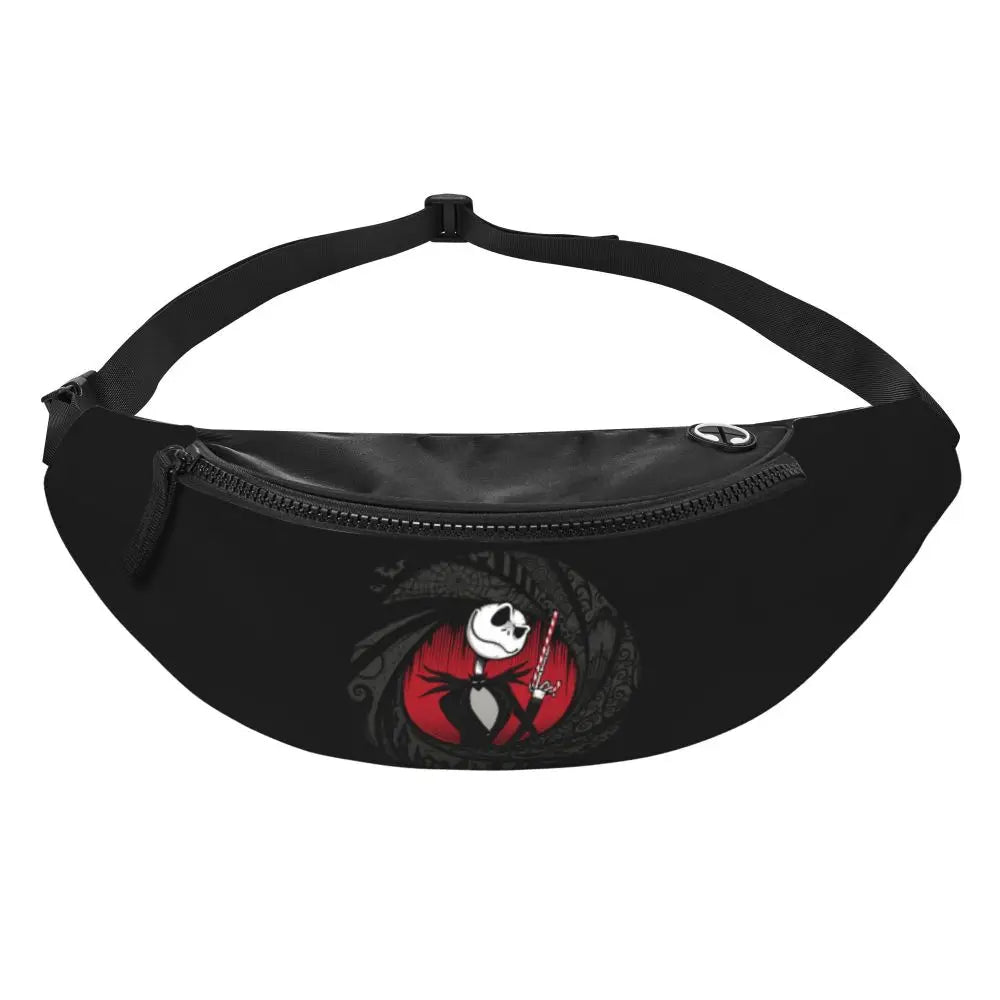 Sac Banane Personnalisé L'Étrange Noël de Monsieur Jack, Sacoche à Bandoulière pour Voyage, Randonnée, Téléphone, Poudres d'Argent