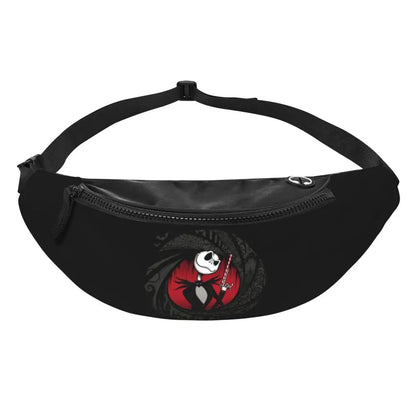 Sac Banane Personnalisé L'Étrange Noël de Monsieur Jack, Sacoche à Bandoulière pour Voyage, Randonnée, Téléphone, Poudres d'Argent