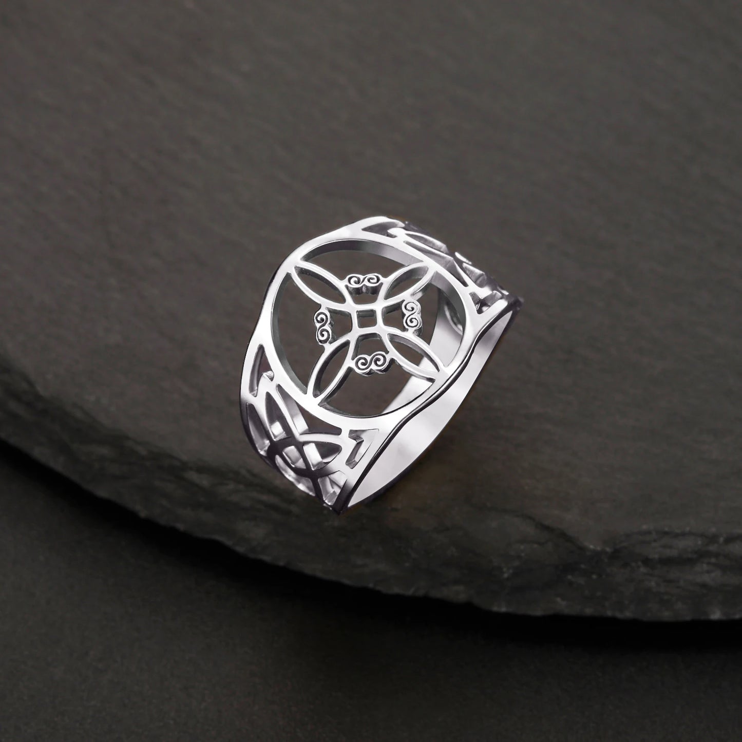 LIKGREAT bague noeud de sorcière pour femmes hommes creux en acier inoxydable bagues celtique Vintage amulette Protection Couple bijoux cadeaux