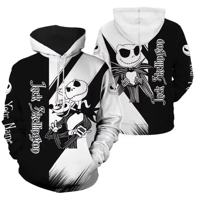 Le cauchemar avant noël Jack Skellington 3d sweat à capuche hommes mode sweats Disney Halloween Harajuku sweat à capuche décontracté