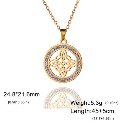 Skyrim Collier Nministériels d Sorcière en Acier Inoxydable, Pendentif Rond, Amulette Wicca, Bijoux Cadeau d'Anniversaire