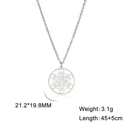 Skyrim Metatron Cube Collier pendentif noeud de sorcière Double amulette Protection Colliers en acier inoxydable Bijoux de sorcellerie vintage