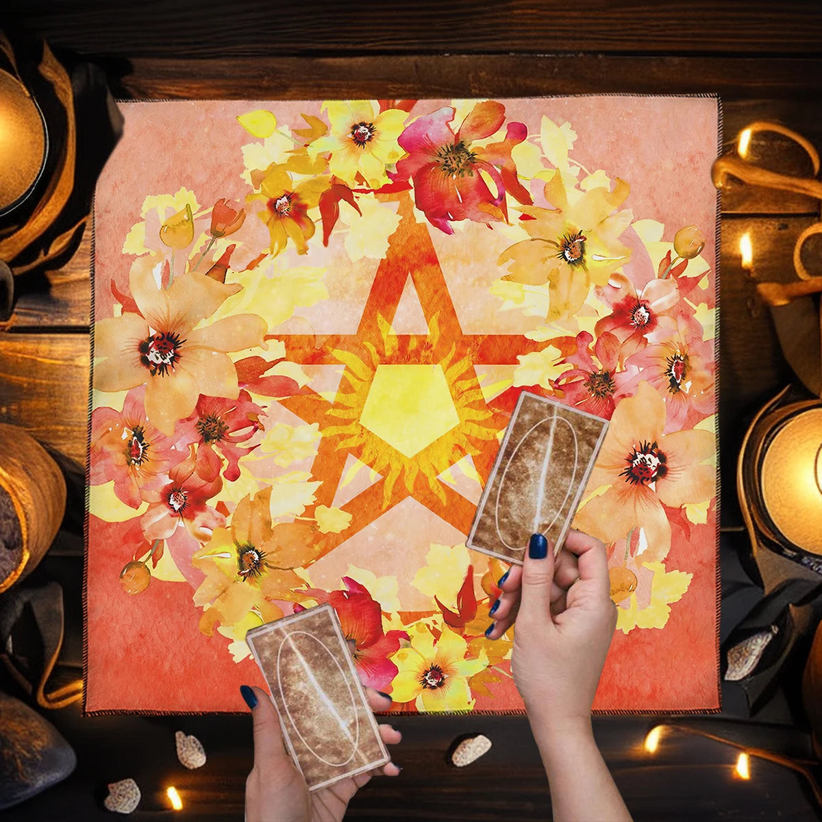 Couverture de Table de Tarot en tissu d'autel, douze Constellations étoilées, amour carrière, carte Oracle, nappe de Table de Tarot de lune, Divination
