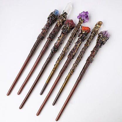 Bâton Magique de Sorcière, Quartz, Clip Naturel, Sceptre, Outil Rituel de Dégradation, Ornement d'Autel, Accessoire d'Halloween, Cadeau de Bijoux Fait à la Main, 1 Pièce