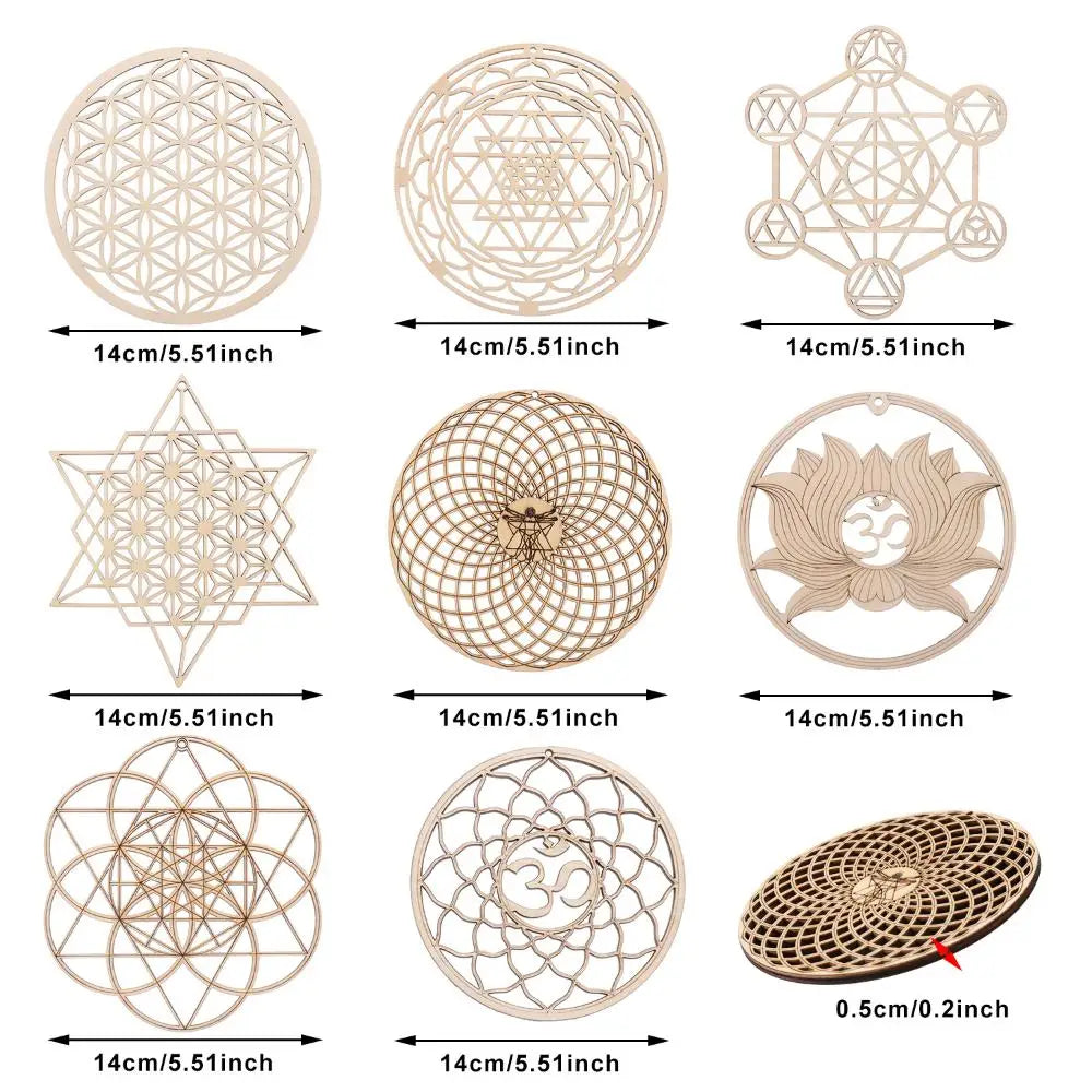 Panneau mural en bois en forme de fleur de vie, découpé au Laser, Art mural en bois, décoration de maison, sous-verres faits à la main, fabrication artisanale, ornement de géométrie sacrée