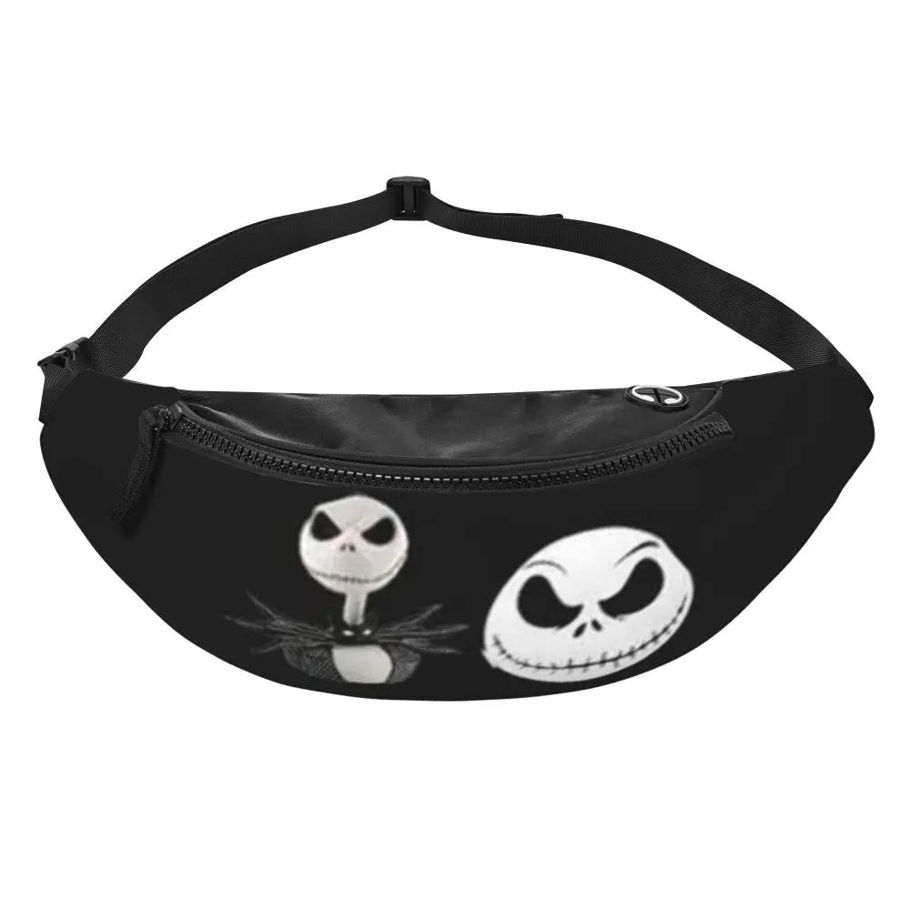 Sac Banane Personnalisé L'Étrange Noël de Monsieur Jack, Sacoche à Bandoulière pour Voyage, Randonnée, Téléphone, Poudres d'Argent