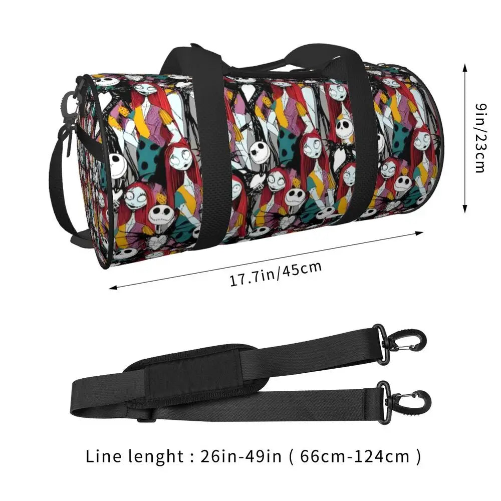 Sac fourre-tout de plage personnalisé Jack Skellington pour femmes, squelette vivant, grand compartiment, sacs de voyage pour salle de sport et plage