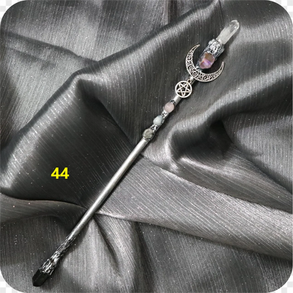 Baguette magique en cristal, soleil, lune, pentagramme, sceptre, baguette de sorcière, étoile, accessoires Wiccan, baguette féerique, cérémonie, ornement d'autel, accessoire cadeau