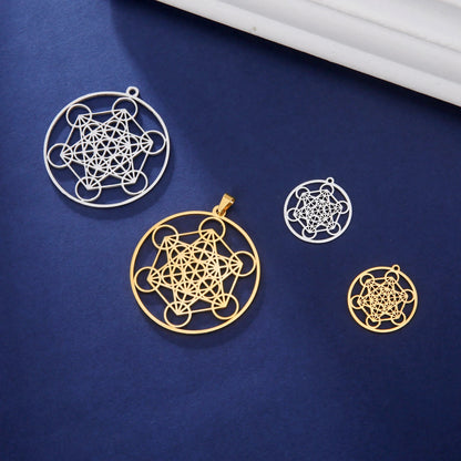 Skyrim – collier Cube d'ange sceau archange Metatron, en acier inoxydable, pour femmes et hommes, amulette de géométrie sacrée, bijoux spirituels religieux