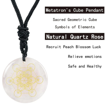 Pierre de cristal naturel Cube de Metatron pendentifs multidimensionnels mythologie ange mystérieux symboles divins colliers d'énergie Reiki