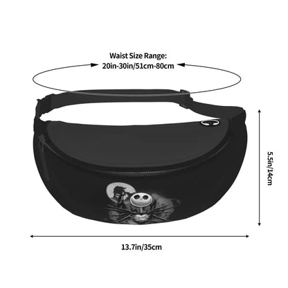 Sac Banane Personnalisé L'Étrange Noël de Monsieur Jack, Sacoche à Bandoulière pour Voyage, Randonnée, Téléphone, Poudres d'Argent