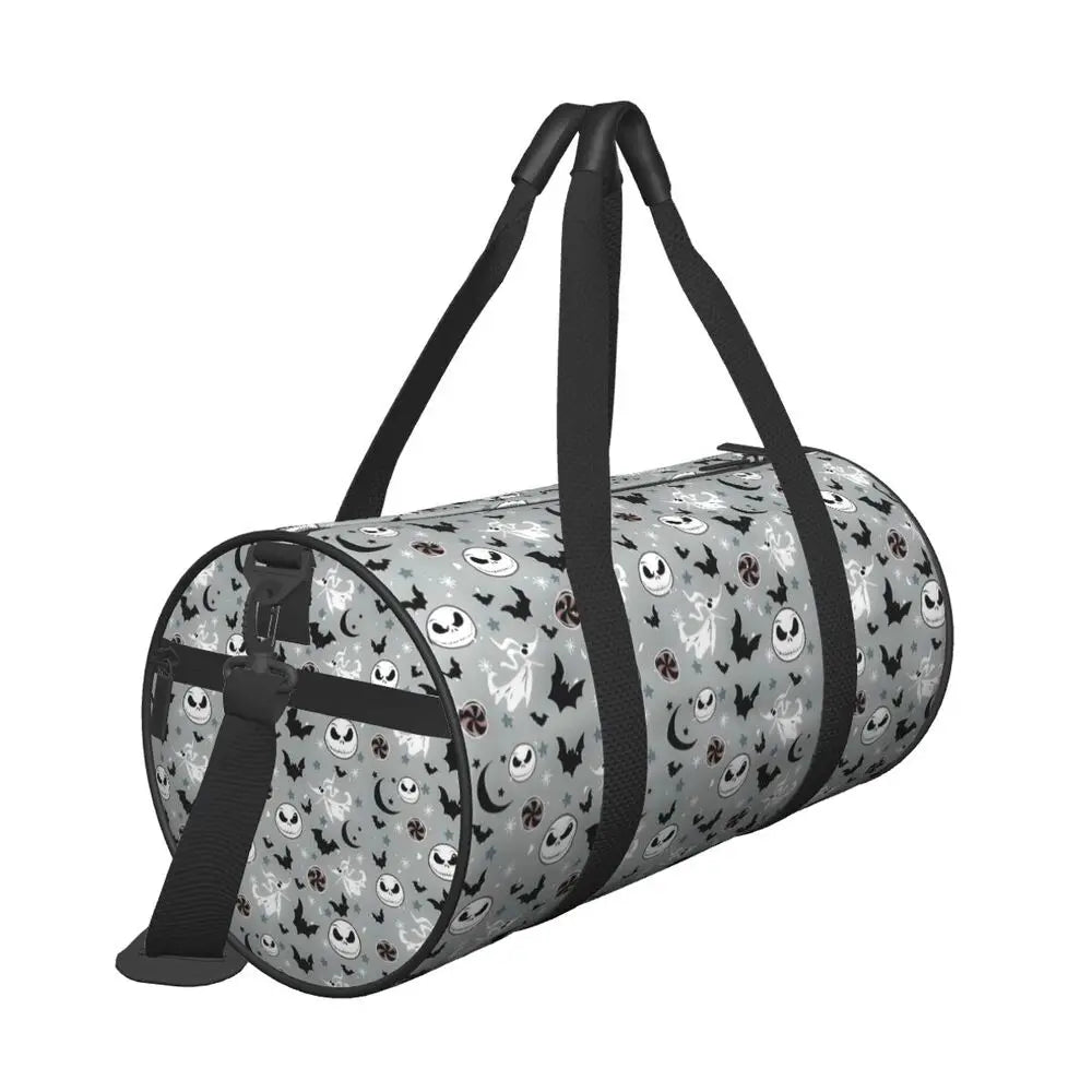 Sac fourre-tout de plage personnalisé Jack Skellington pour femmes, squelette vivant, grand compartiment, sacs de voyage pour salle de sport et plage