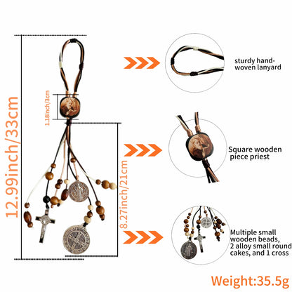 1 pièce Medalla De San Benito, Escapularios perles en bois chapelet médailles De Saint benoît pour porte avec Crucifix croix du Saint benoît