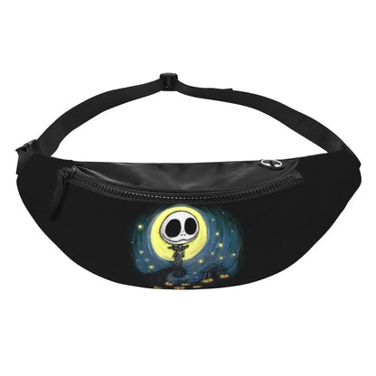 Sac Banane Personnalisé L'Étrange Noël de Monsieur Jack, Sacoche à Bandoulière pour Voyage, Randonnée, Téléphone, Poudres d'Argent