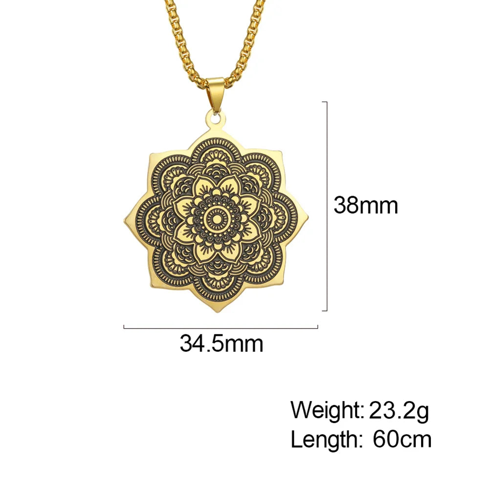 EUEAVAN Yoga Lotus Ohm symbole pendentif collier hindou bouddhiste chaîne en acier inoxydable méditation spirituelle religieux bijoux cadeaux