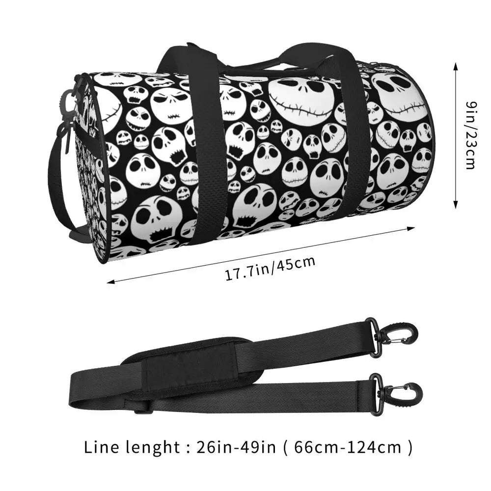 Sac fourre-tout de plage personnalisé Jack Skellington pour femmes, squelette vivant, grand compartiment, sacs de voyage pour salle de sport et plage