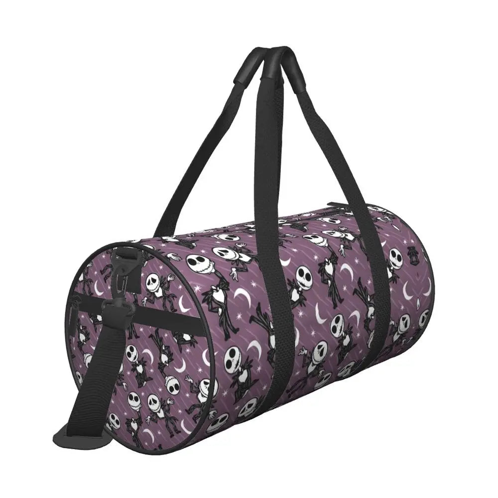 Sac fourre-tout de plage personnalisé Jack Skellington pour femmes, squelette vivant, grand compartiment, sacs de voyage pour salle de sport et plage
