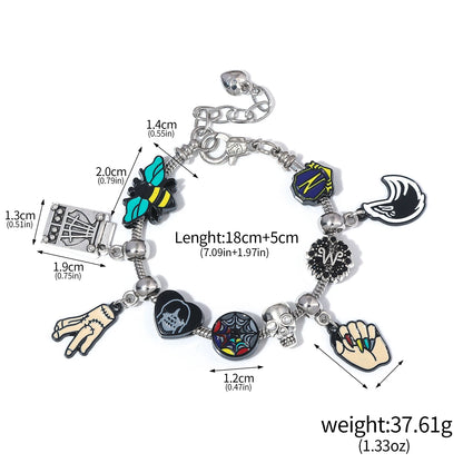 Bracelet de perles de fenêtre arc-en-ciel mercredi Addams, pendentif chose à main, bijoux gothiques pour femmes, accessoires cadeau