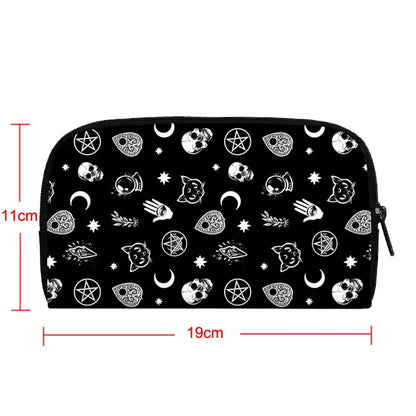 Portefeuille long de sorcière chat noir mignon pour hommes et femmes, sac à main gothique, sac à passeport, porte-monnaie pour téléphone, crâne de sorcellerie, filles